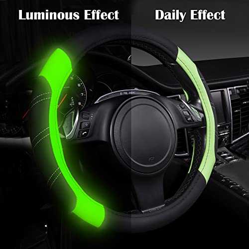 Line Rider Microfiber Leather Sporty Steering Wheel Cover Universal Fits for 95% Truck