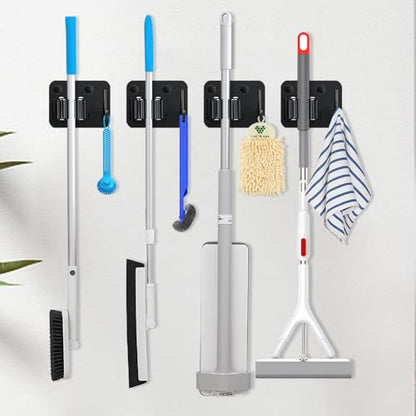 4 Pack Broom Holder with Heavy Duty Hooks (4 Count)