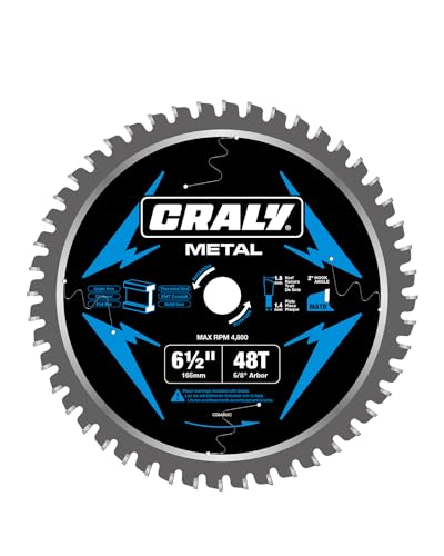 6-1/2 Inch 48 Teeth Steel and Ferrous Metal Cutting Circular Saw Blade, 5/8 Inch Arbor, Thin Kerf, Professional Carbide Tipped Blade for Angle Iron, Threaded Rod, EMT Conduit(C0648MC)