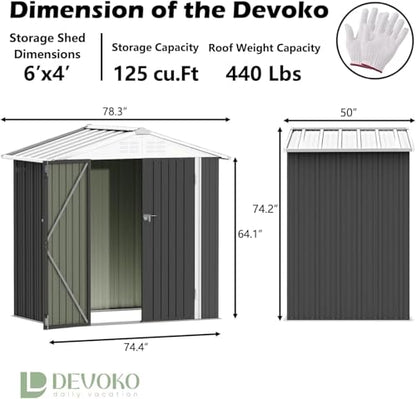 6x4 FT Outdoor Storage Shed