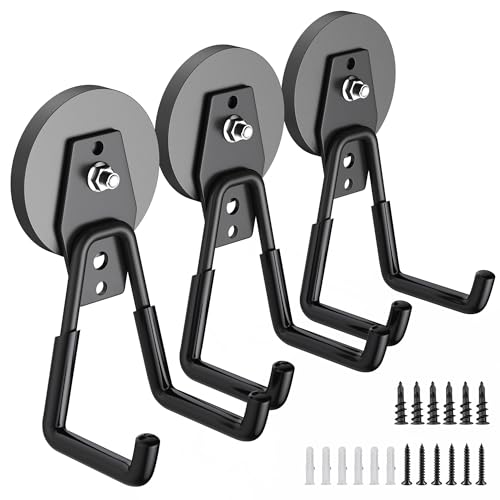 3Pcs Heavy Duty Storage Magnetic Utility Hooks Large Garage Strong Extra Magnet Hooks Hanger with Anti (3 Count)