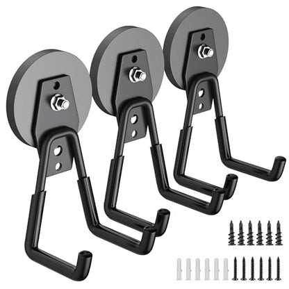 3Pcs Heavy Duty Storage Magnetic Utility Hooks Large Garage Strong Extra Magnet Hooks Hanger with Anti (3 Count)