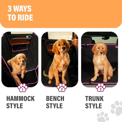 Pink XL Dog Car Hammock Back Seat Cover