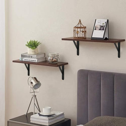 24 Pack L10 x H 8" Black Heavy Duty Shelf Brackets with Screws Metal Shelf Brackets Shelf Support Angle Brackets for Shelves L Brackets Heavy Duty Floating Shelf (24 Count)
