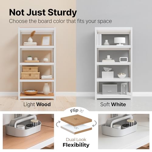House White 36.2" W 5 Tier Storage Shelves Garage Shelving Unit