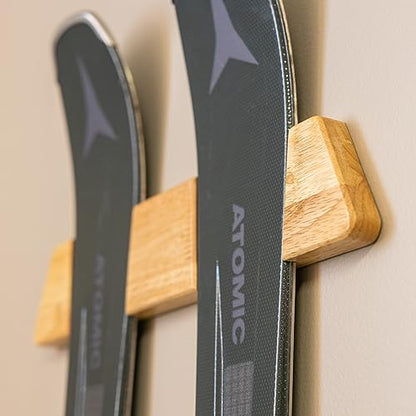 Horizontal Wood Ski Rack Wall Mount