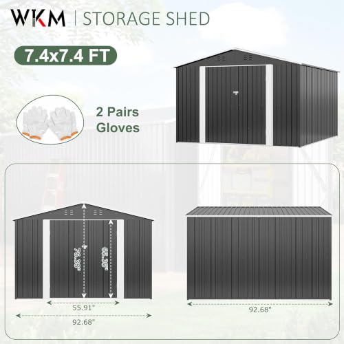 8X8 FT Outdoor Storage Shed Black