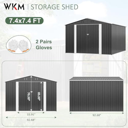 8X8 FT Outdoor Storage Shed Black
