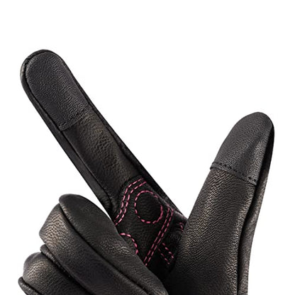 Ladies Full Finger Touch Motorcycle Gloves GL016 PINKBlack L