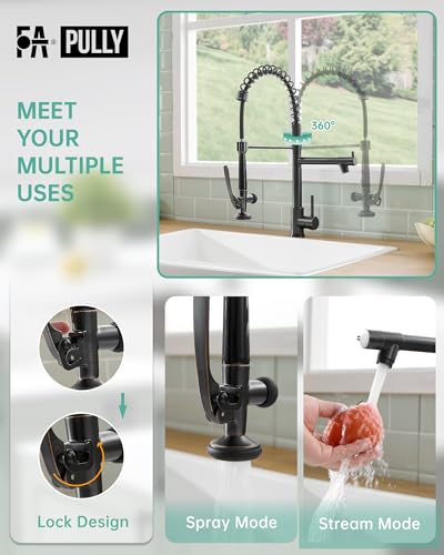 Commercial Kitchen Sink Faucet with Sprayer Oil Rubber Bronze