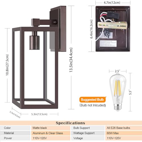 Dusk to Dawn Outdoor Lighting Fixtures for House (2 Count)