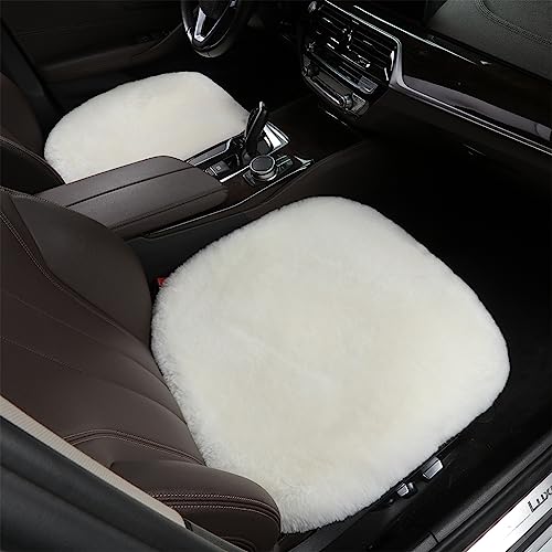 White Genuine Sheepskin Car Seat Cover for Fuzzy Fur Wool Cushion