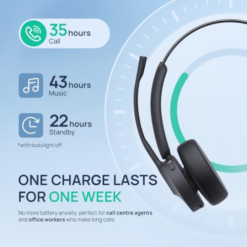 BH70 Mono Bluetooth Teams Headset with AI Mic for Work from Home PC