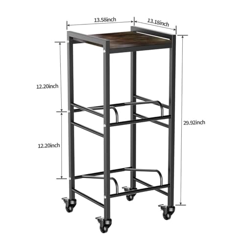 2 Tiers Water Rack Top Storage Shelf with 4 Wheels