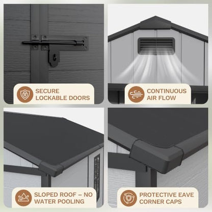 8 x 10 FT Resin Outdoor Storage Shed with Floor