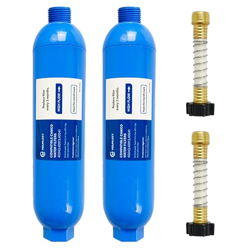 2 Pack RV Inline Water Filter with 2 Flexible Hose Protector (2 Count)