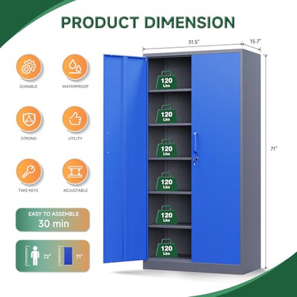 Metal Garage Storage Cabinets with Lock Door and Adjustable Shelves