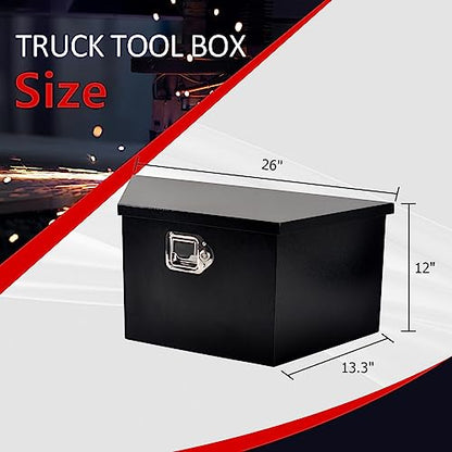 Black Steel Trailer Tongue Truck Box 26 x 13.3 x 12 Inch