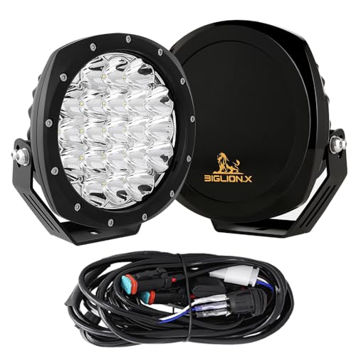 7Inch Round LED Offroad Lights 2PCS 210W 32000LM Super Bright LED Off Road Lights Driving Lights Round Waterproof IP68 IP69K 12V 24V for Pickup Trucks SUV ATV UTV 4x4