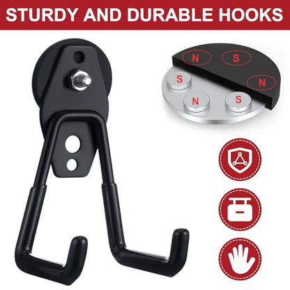 6 Pcs Large Magnetic Hooks Heavy Duty Garage Magnet Hooks Strong Storage Utility Magnetic Hangers with Anti Slip Rubber Coating for Indoor and Outdoor Hanging (6 Count)