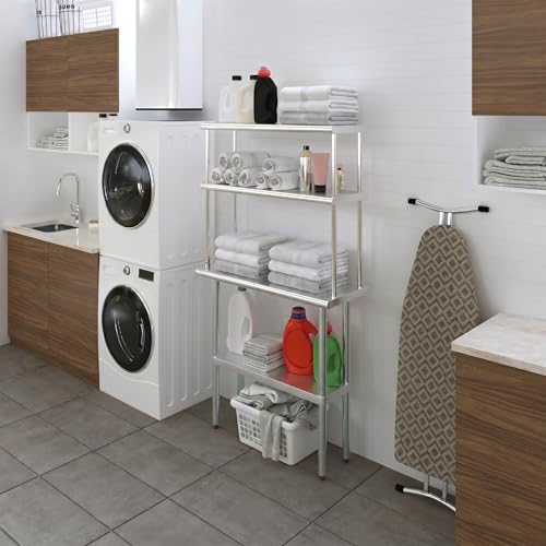 Stainless Steel Work Table Double Tier Overshelf