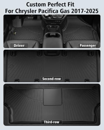 Floor Mats & Cargo Liner & Backrest Mat for Chrysler Pacifica 2017 (160 Ounce)