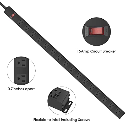 16 Outlet Metal Wall Mount Power Strip