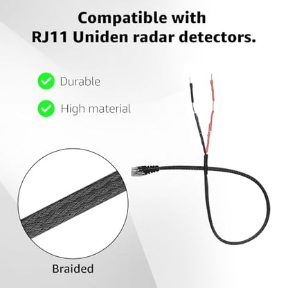 RJ11 Mirror Tap for Uniden Radar Detector Hardwire Kit 3005201U 2PCS (2 Count)