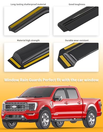 Window Visors Rain Guards for Ford F150 SuperCrew 2021 (4 Count)