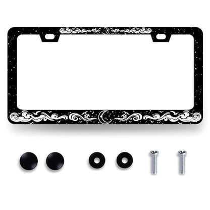 Moon License Plate Frame Clouds Stars Starry Sky License Holder with 2Holes