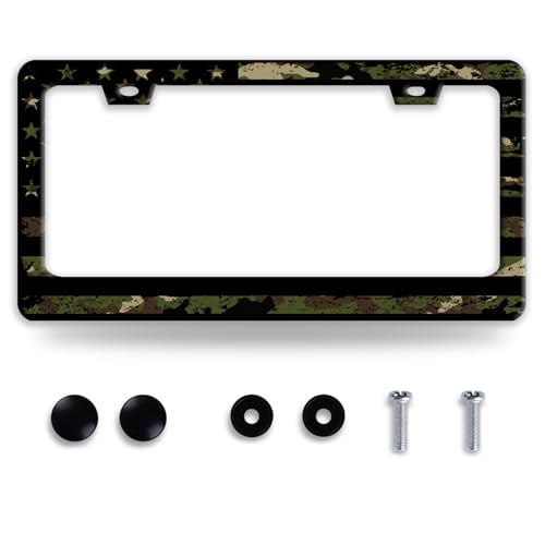 Camo American Flag License Plate Frame Stainless Steel US License Holder