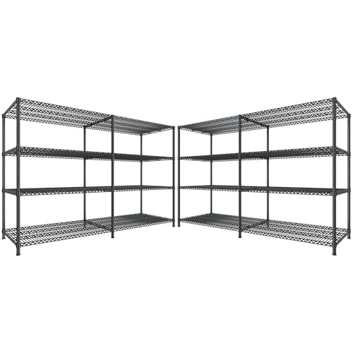 81.5''W Storage Shelves 3680LBS Garage Shelving Heavy Duty 4 Tier Metal Shelving Unit Adjustable Wire Shelf and Storage Pantry Shelves for Kitchen Garage (2 Count)