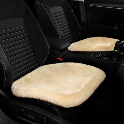 Genuine Sheepskin Car Seat Cushion Seat Covers for Cars Trucks SUV Comfort Seat Protector Pad for Car Driver Seat Car Accessories for Women Office Chair Car Decor (2 Count)