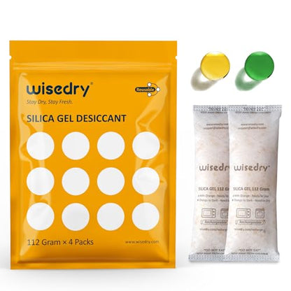 112 Gram [4 Packs] Silica Gel Desiccant Packs for Larger Container Desiccant Bags with Orange Indicating Beads for 3D Printer Filament Gun Safe Camera Electronics Equipment Food Grade (3.9507 Ounce)