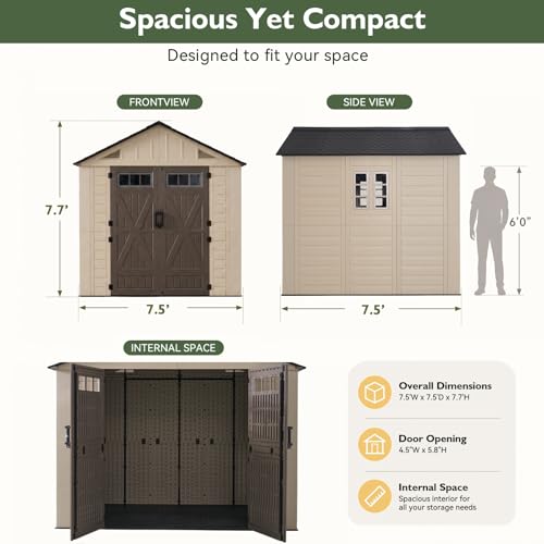 8x8 Ft Outdoor Storage Shed with Floor