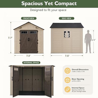 8x8 Ft Outdoor Storage Shed with Floor