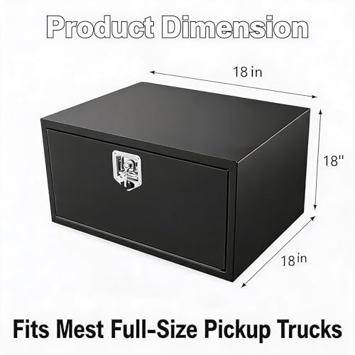 24 in Truck Tool Box Black Steel Truck Storage Tool Box