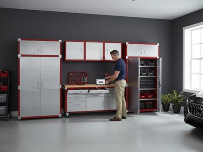 Heavy Duty 8 Piece Steel Garage Cabinet Storage Set with Rolling Workbench