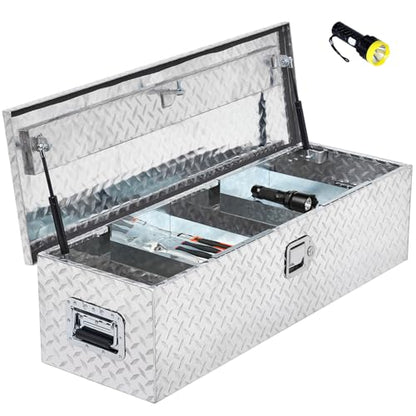 Aluminum Truck Tool Box for Pickup Truck Bed RV Toolbox Truck Bed Toolboxes Heavy Duty Waterproof Truck Storage Organizer Chest with Handle and Lock