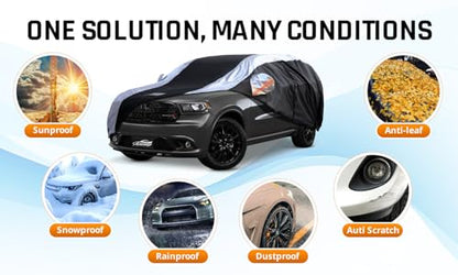 Dodge Durango Car Cover Waterproof All Weather with Silver Strip Design