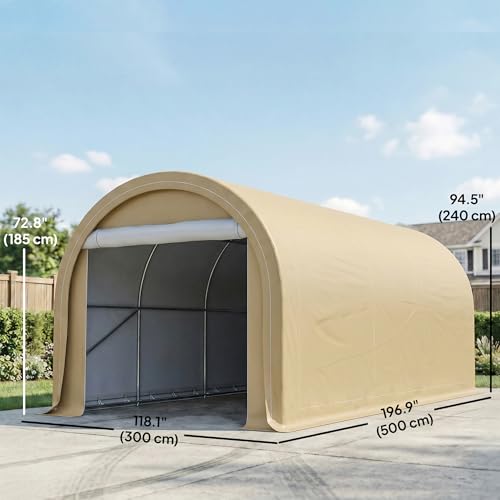 10' x 16' Carport Heavy Duty Portable Garage Storage Tent Beige
