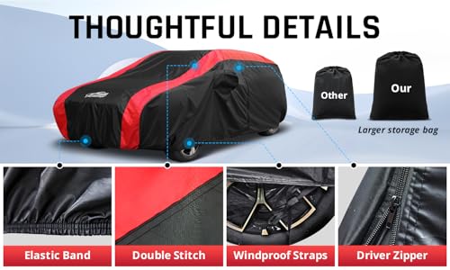 Full Exterior SUV Covers for Waterproof with Red Stripe Design