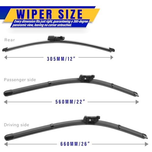 3 Wipers Fits Volkswagen VW Atlas 2018