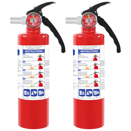 2 Pack ABC Dry Chemical Fire Extinguishers with Mount