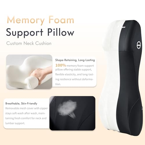 Car Seat Cushion and Lumbar Support Headrest Pillow Memory Foam Ergonomic Car Cushion Back Neck Support Pillow Sciatica & Back & Tailbone Pain Relief Cushion for Car Seat Driving