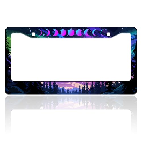 Moon Phases Aurora Forest License Plate Frame Night Sky License Holder