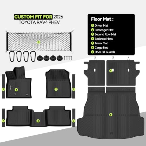 All Weather TPE Floor Mat Set for 2026 Toyota RAV4 PHEV