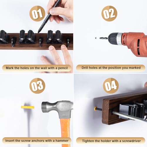 2 Pack Broom Holder Wall Mount With 5 Slots & 4 Hooks (2 Count)