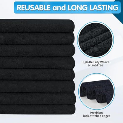 Black Microfiber Cleaning Cloth (12 Count)