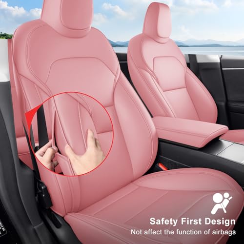 2024 2026 Tesla Model 3 Highland Upgraded Car Seat Covers Nappa Leather Car Interior Airbag Compatible Cushion Cover Full Set Custom Fit Model 3 (9 Count)